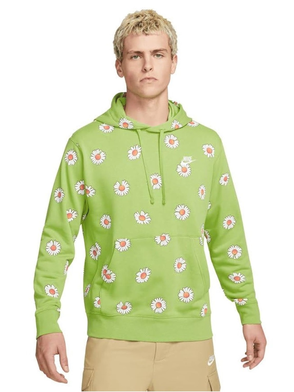 Nike Men’s Lime Green Daisy-Print Hoodie